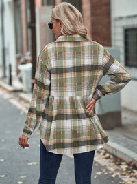 Plaid Button Up Dropped Shoulder Shirt