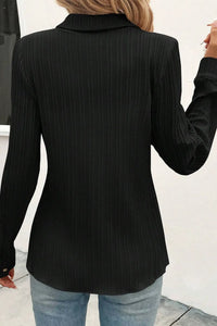 Textured Collared Neck Long Sleeve Shirt