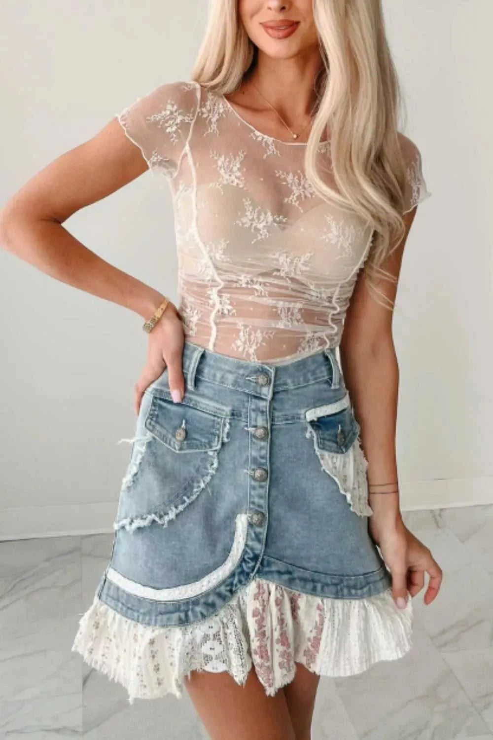 Exposed Seam Ruched Sheer Floral Mesh Top 100100318709257 19 Affordable Fashion Under $100 Jerry's Apparel 