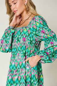 Full Size Printed Long Sleeve Dress