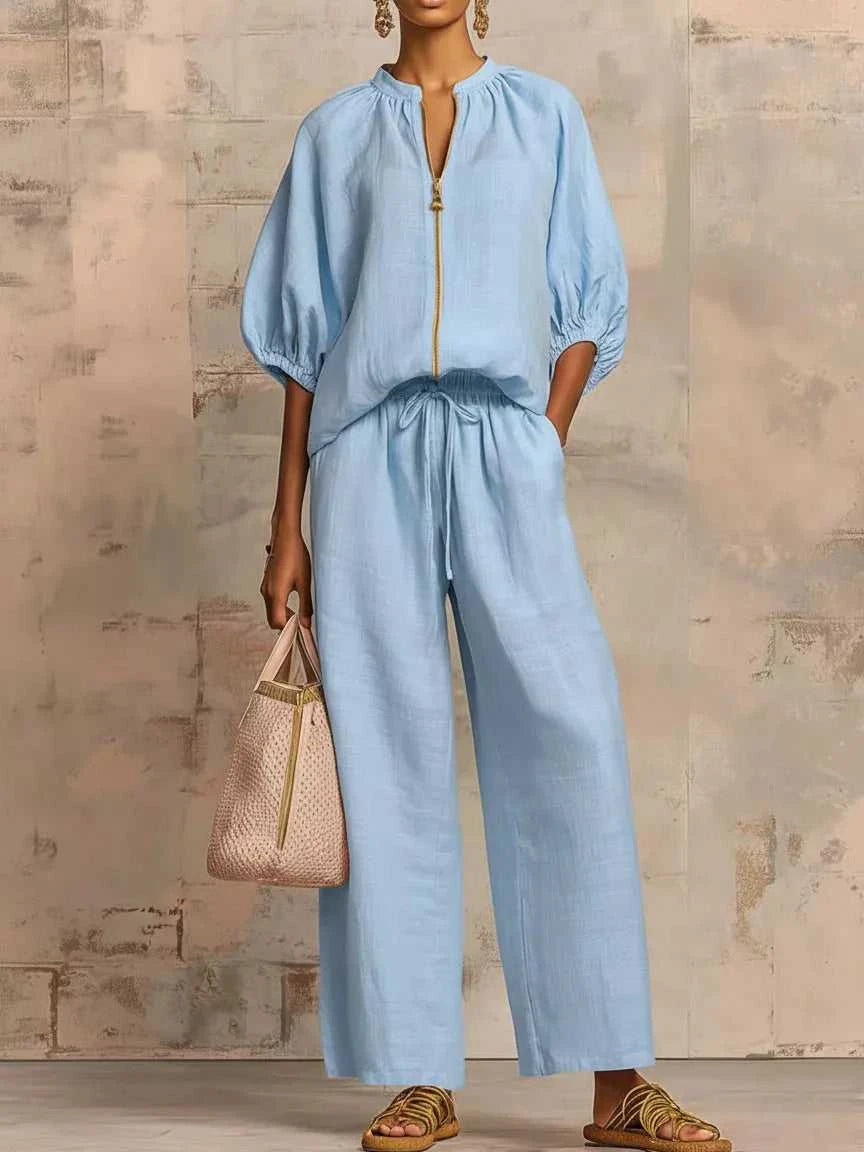 Full Size Zip-Front Top and Wide-Leg Pants Set Plus Size 101001746488777 43 Affordable Fashion Under $100 Jerry's Apparel 