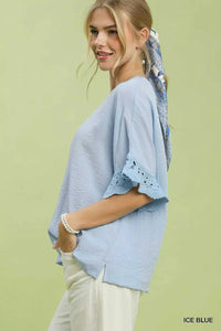 Umgee Crochet Trim Flutter Sleeve Top 100100967751325 49 Affordable Fashion Under $100 Jerry's Apparel 