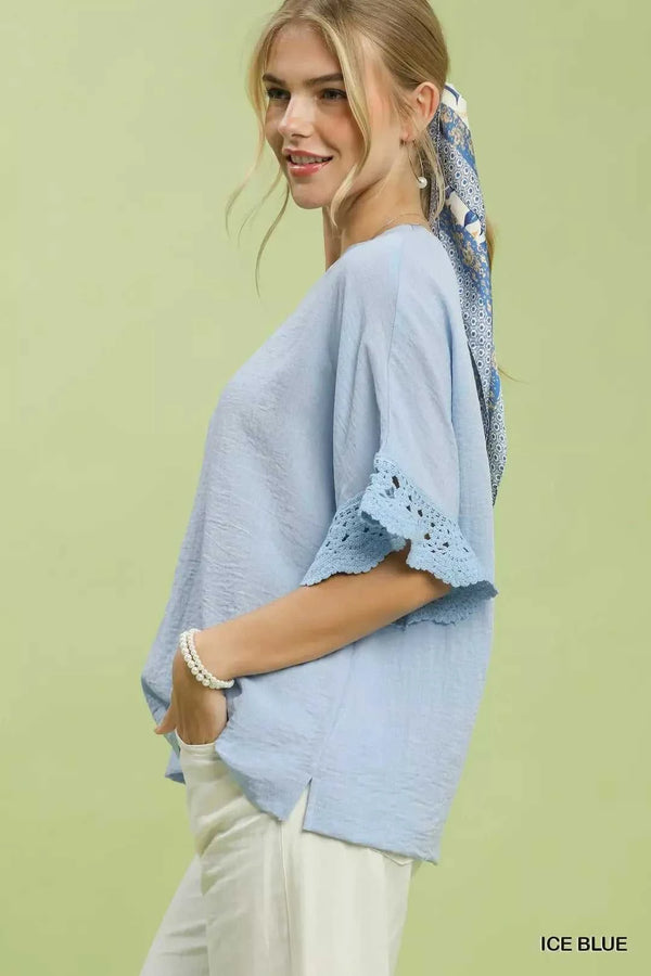 Umgee Crochet Trim Flutter Sleeve Top 100100967751325 49 Affordable Fashion Under $100 Jerry's Apparel 