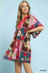 Umgee Abstract Print V-Neck Mini Dress 100100435211939 51 Affordable Fashion Under $100 Jerry's Apparel 