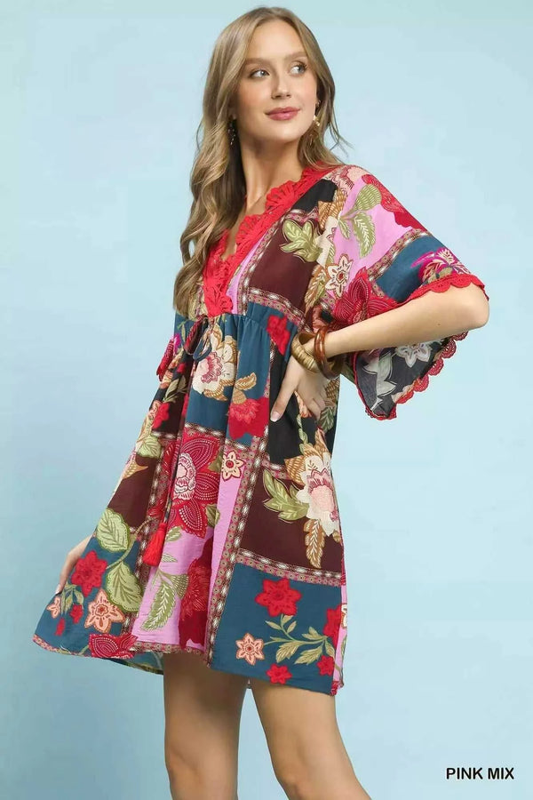 Umgee Abstract Print V-Neck Mini Dress 100100435211939 51 Affordable Fashion Under $100 Jerry's Apparel 