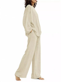 Full Size Round Neck Top and Drawstring Wide-Leg Pants Set Plus Size 101001726920137 48 Gifts for Her Jerry's Apparel 