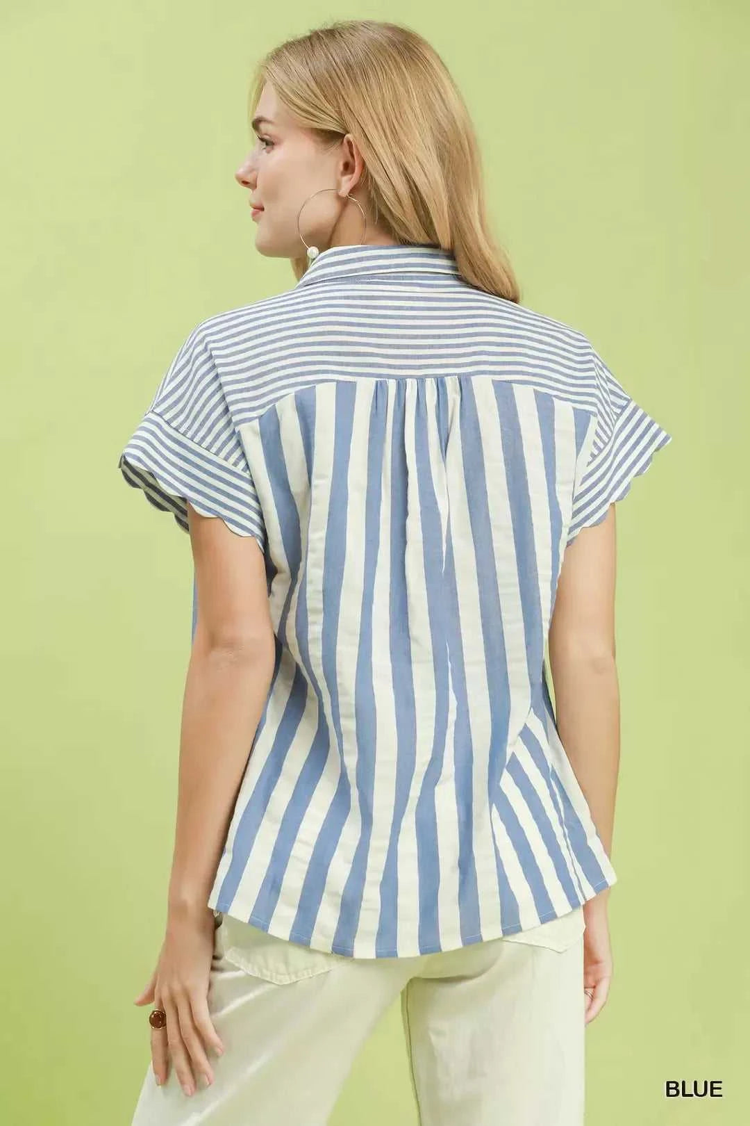Umgee Striped Button Front Flutter Sleeve Top 100100338391100 49 Affordable Fashion Under $100 Jerry's Apparel 