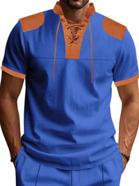 Men's Full Size Lace-Up Neckline Short Sleeve T-Shirt Plus Size 100400842767999 25 Affordable Fashion Under $100 Jerry's Apparel 