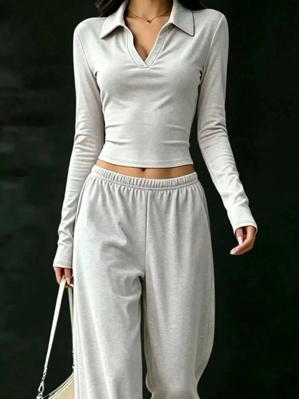 Long-Sleeve Polo Top and Wide-Leg Pants Set 101001218867188 53 Affordable Fashion Under $100 Jerry's Apparel 