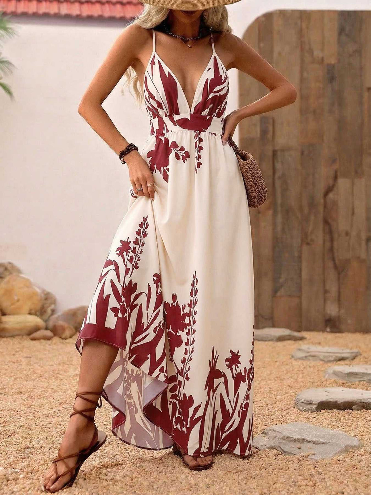 Deep V-Neck Spaghetti Strap Maxi Dress 100100329604246 37 Affordable Fashion Under $100 Jerry's Apparel 