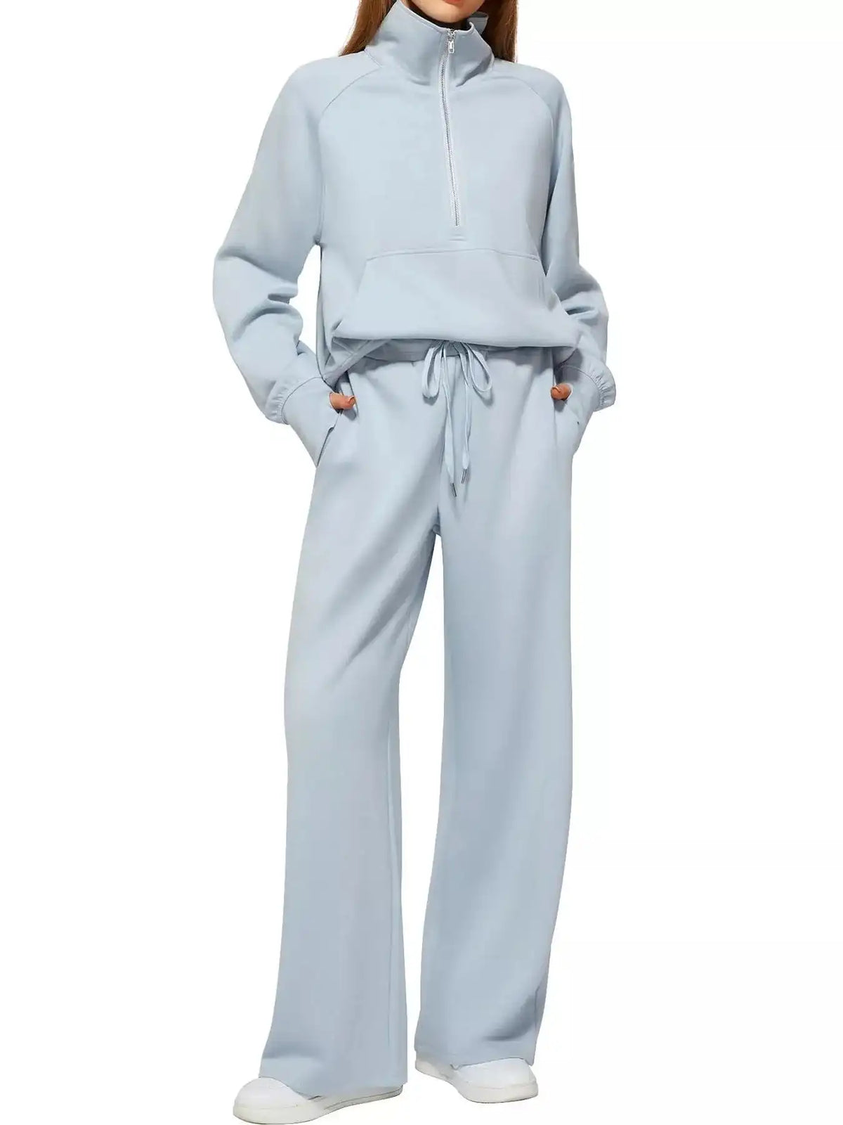 Half-Zip Sweatshirt and Wide-Leg Pants Set 101001840100593 40 Gifts for Her Jerry's Apparel 