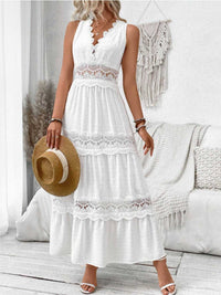 Full Size Lace Tied Swiss Dot Sleeveless Maxi Dress Plus Size 100100664763074 47 Affordable Fashion Under $100 Jerry's Apparel 