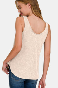 Curved Hem Round Neck Tank