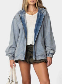Hooded Oversized Zip Up Denim Jacket 100100161894266 77 Affordable Fashion Under $100 Jerry's Apparel 