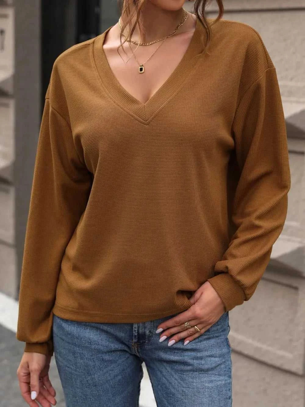 Perfee V-Neck Long Sleeve Top 100100767981817 36 Affordable Fashion Under $100 Jerry's Apparel 