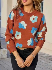 Floral Crew Neck Long Sleeve Sweater 100100152678985 50 Affordable Fashion Under $100 Jerry's Apparel 