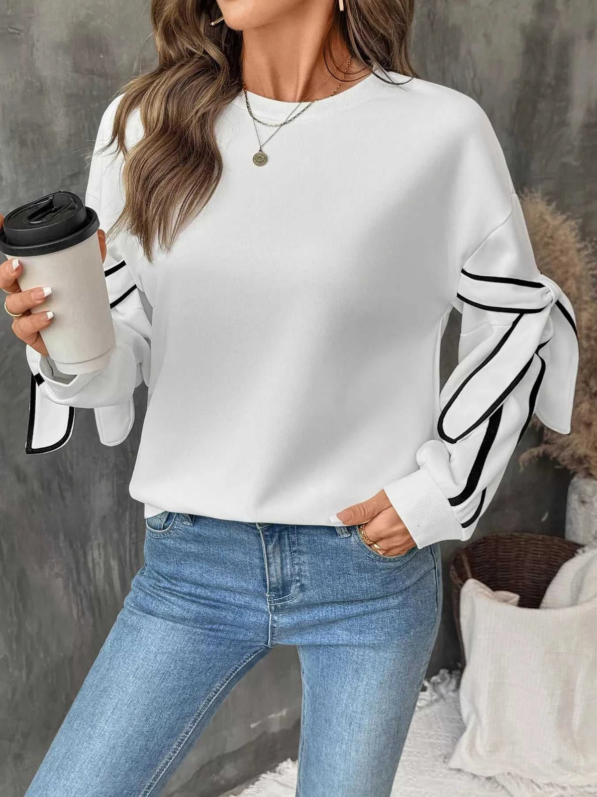 Side Striped Round Neck Sweatshirt 100100851404518 37 Affordable Fashion Under $100 Jerry's Apparel 