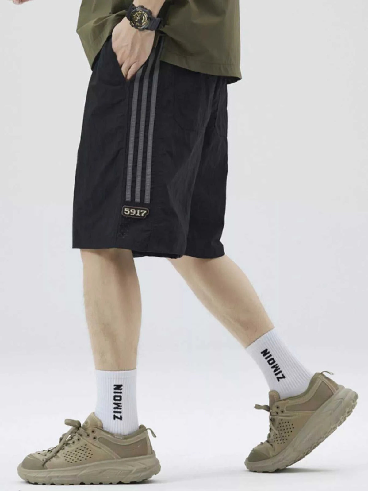 Men's Full Size Casual Loose-Fit Drawstring Shorts with Stripe Detail Plus Size 100400272333999 54 Affordable Fashion Under $100 Jerry's Apparel 