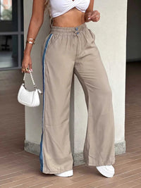 Contrast Side Panel Wide Leg Pants 100100681873213 40 Jerry's Apparel 