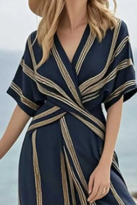Striped Wrap Half Sleeve Maxi Dress 100100695951017 39 Affordable Fashion Under $100 Jerry's Apparel 