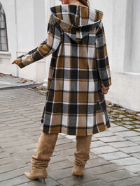 Devine Plaid Long Sleeve Hooded Coat 100100235621127 45 Affordable Fashion Under $100 Jerry's Apparel 