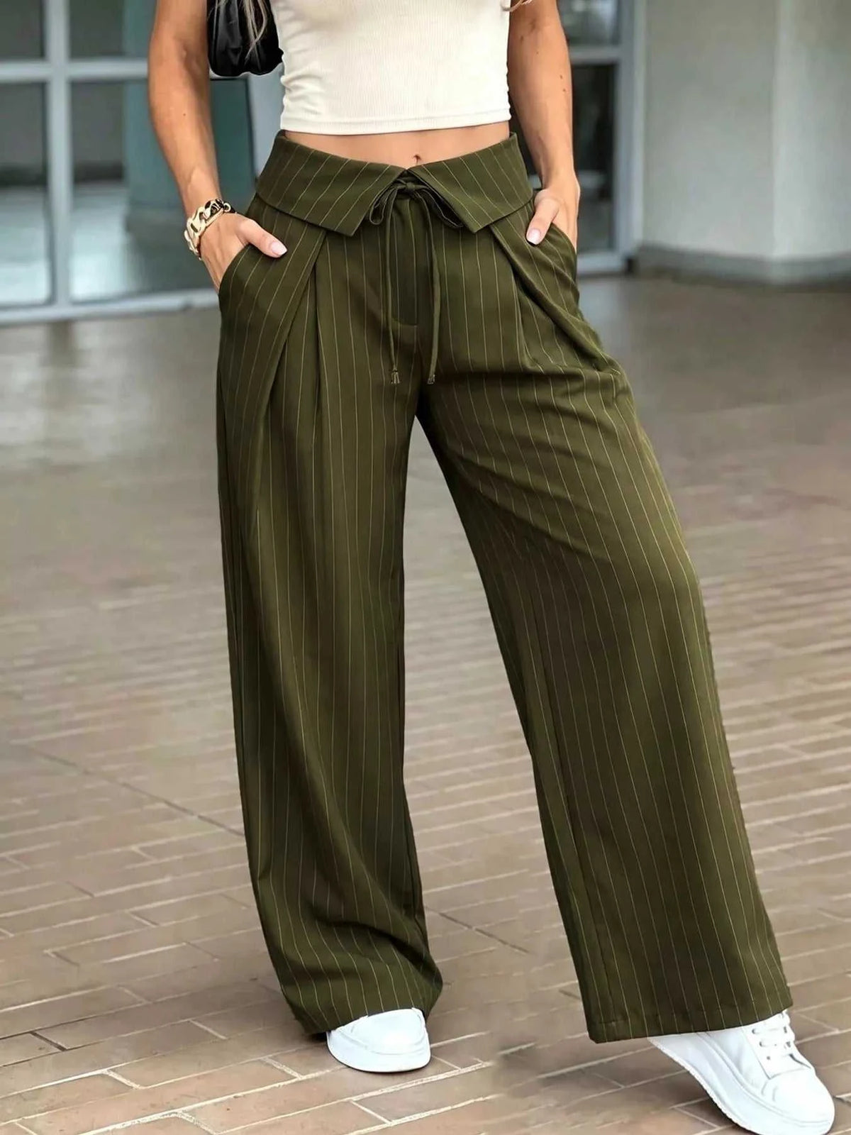 High-Waisted Wide-Leg Pinstripe Pants 100100393121517 48 Affordable Fashion Under $100 Jerry's Apparel 