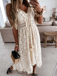 Full Size Ruffled Lace V-Neck Maxi Dress Plus Size 100100127756908 51 Affordable Fashion Under $100 Jerry's Apparel 