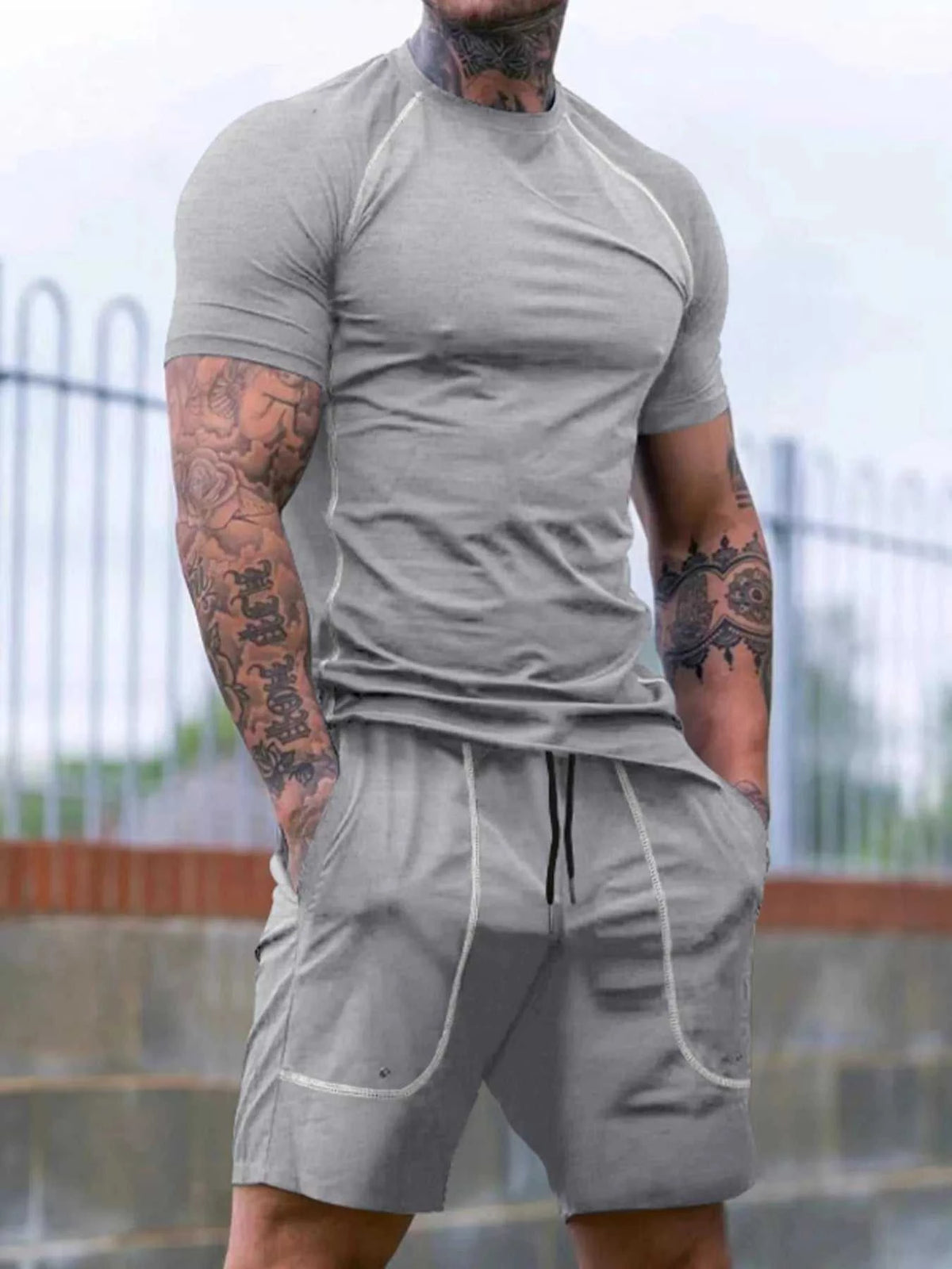 Men's Full Size Casual Short Sleeve T-Shirt and Shorts Set Plus Size 100400699145401 35 Affordable Fashion Under $100 Jerry's Apparel 