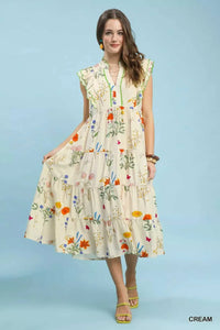 Umgee Floral Ruffle Tiered Midi Dress with Scalloped Detail 100100958541406 64 Affordable Fashion Under $100 Jerry's Apparel 