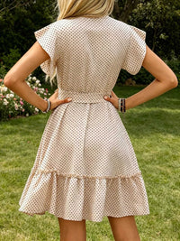 Polka Dot Ruffle Sleeve Tie Waist Dress 100100460465969 39 Gifts for Her Jerry's Apparel 