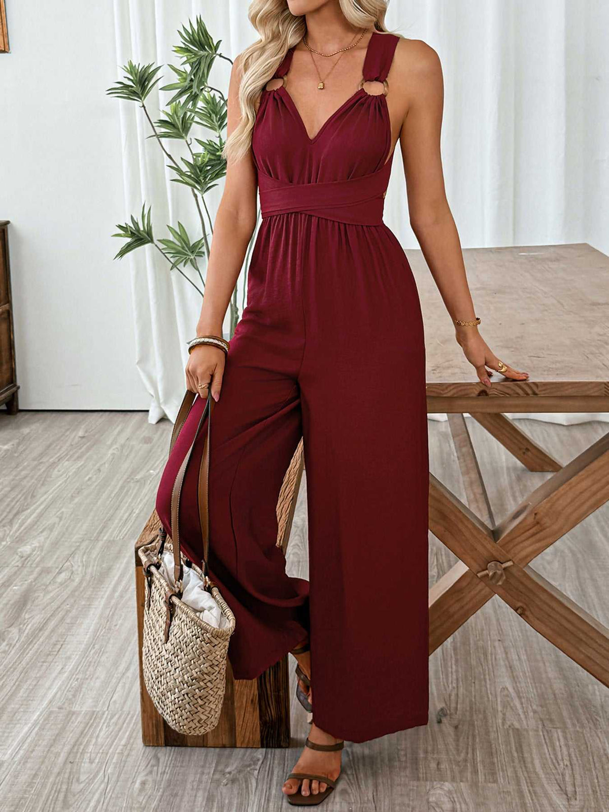 V-Neck Sleeveless Wide Leg Jumpsuit 100100445158382 36 Affordable Fashion Under $100 Jerry's Apparel 