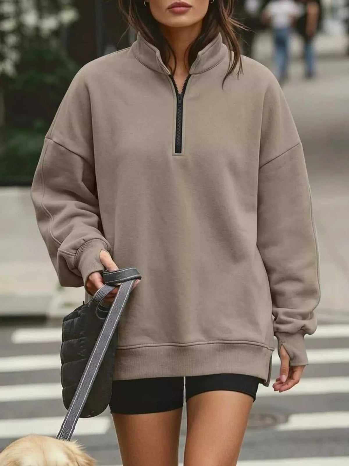 Quarter-Zip Dropped Shoulder Sweatshirt 101001101551160 56 Affordable Fashion Under $100 Jerry's Apparel 