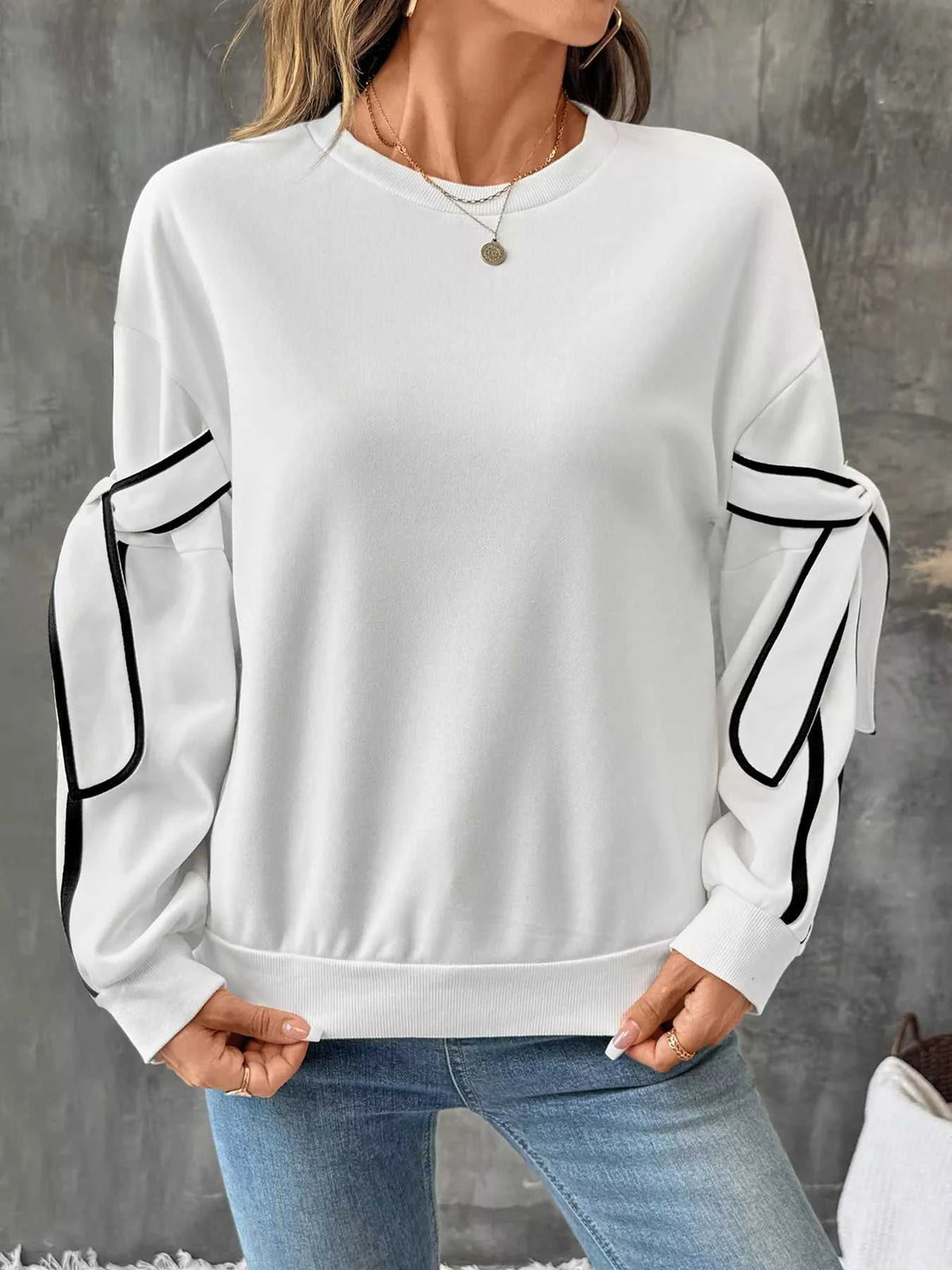 Side Striped Round Neck Sweatshirt 100100851404518 37 Affordable Fashion Under $100 Jerry's Apparel 