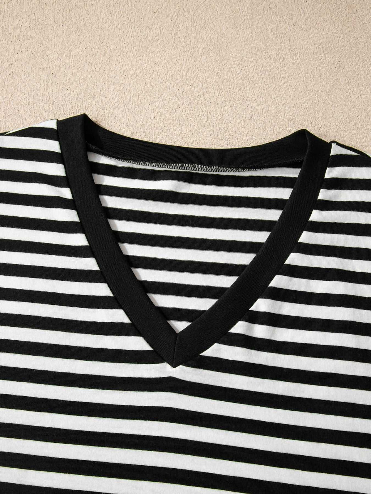 Striped V-Neck Scalloped Short Sleeve T-Shirt 100100813641731 25 Affordable Fashion Under $100 Jerry's Apparel 