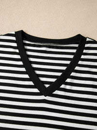Striped V-Neck Scalloped Short Sleeve T-Shirt 100100813641731 25 Affordable Fashion Under $100 Jerry's Apparel 