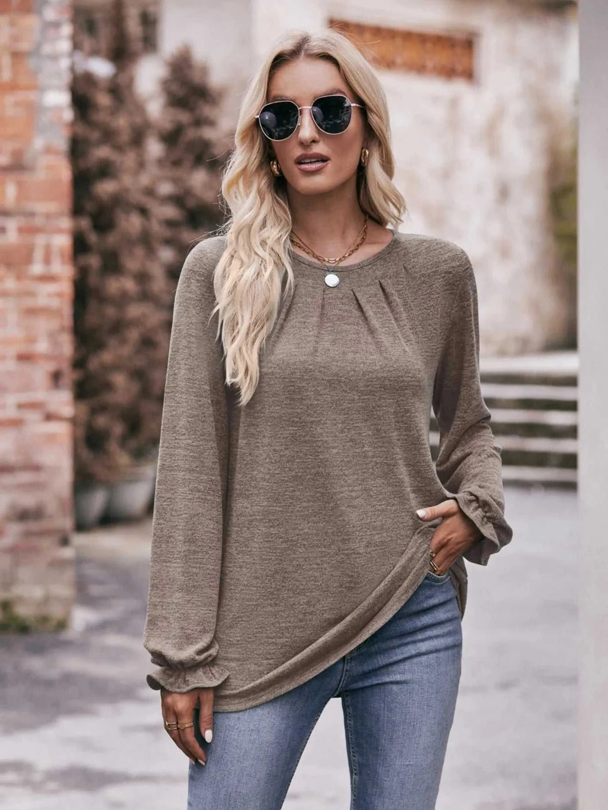 Round Neck Long Sleeve Casual T-Shirt 100100344414707 29 Affordable Fashion Under $100 Jerry's Apparel 