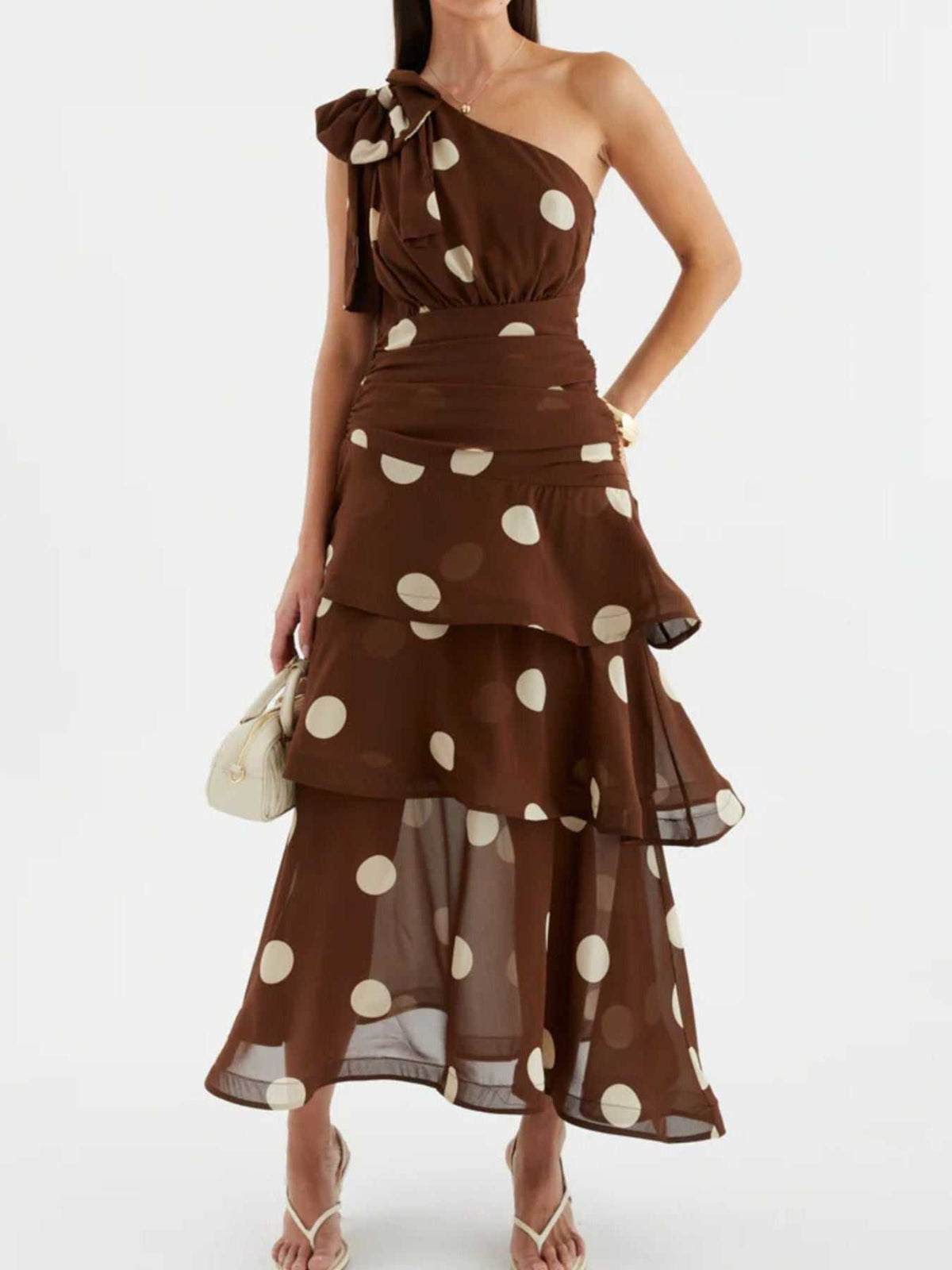 Polka Dot One-Shoulder Ruffle Dress 100100403782395 65 Affordable Fashion Under $100 Jerry's Apparel 