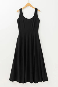 Side Slit Scoop Neck Wide Strap Dress
