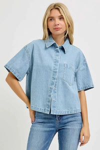 RISEN Oversized Half Sleeve Cropped Shirt 100100520631940 60 Affordable Fashion Under $100 Jerry's Apparel 