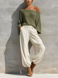 One-Shoulder Knit Top and High-Waisted Pants Set 101001302987869 58 Women's Pants Set Gifts for Her Jerry's Apparel 