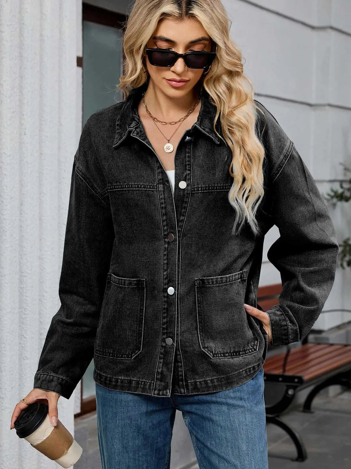 Washed Oversized Button Down Denim Jacket 100100406809347 62 Affordable Fashion Under $100 Jerry's Apparel 