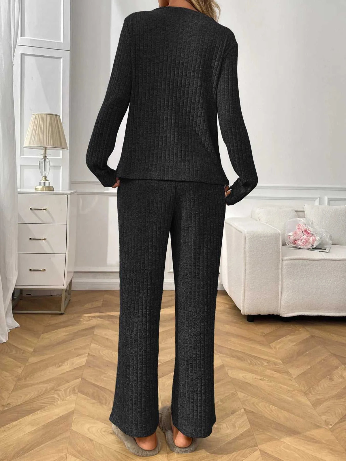 Ribbed Long Sleeve Top and Pants Lounge Set 100100460626810 43 Affordable Fashion Under $100 Jerry's Apparel 