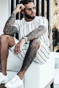 Men's Full Size Striped Casual Top and Shorts Summer Set Plus Size 100400750087193 39 Gifts for Him Jerry's Apparel 