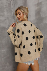 Angel Wings Polka Dot Open Front Drop Shoulder Cardigan