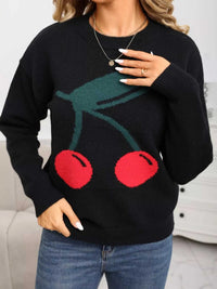 Cherry Round Neck Sweater 100100439201437 48 Affordable Fashion Under $100 Jerry's Apparel 