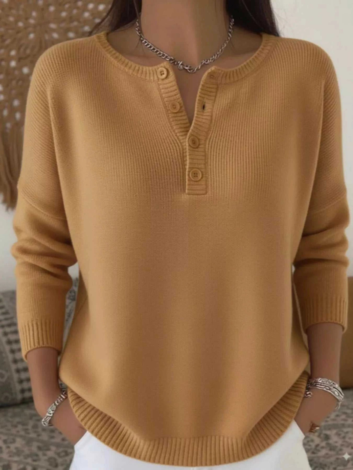 Full Size Button Detail Ribbed Knit Sweater Plus Size 101002670743081 41 Affordable Fashion Under $100 Jerry's Apparel 