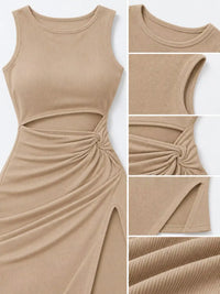 Sleeveless Cut-Out Ruched High-Slit Bodycon Dress 101001792800742 33 Gifts for Her Jerry's Apparel 