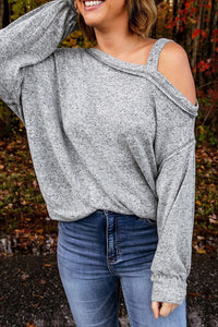 Asymmetrical Neck Long Sleeve T-Shirt