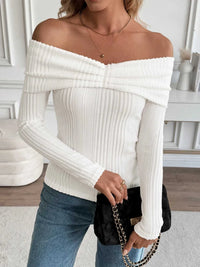 Off-Shoulder Ribbed Knit Top 100100952823290 30 Affordable Fashion Under $100 Jerry's Apparel 