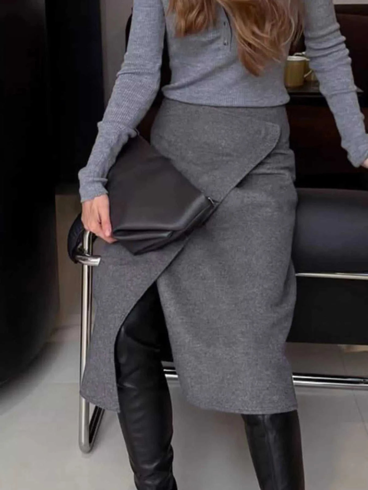High-Waisted Wrap Midi Skirt 100100261202518 49 Affordable Fashion Under $100 Jerry's Apparel 